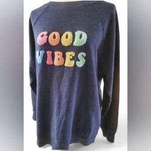 Good Vibes Navy Sweatshirt, 58%cotton, ,long sleеve